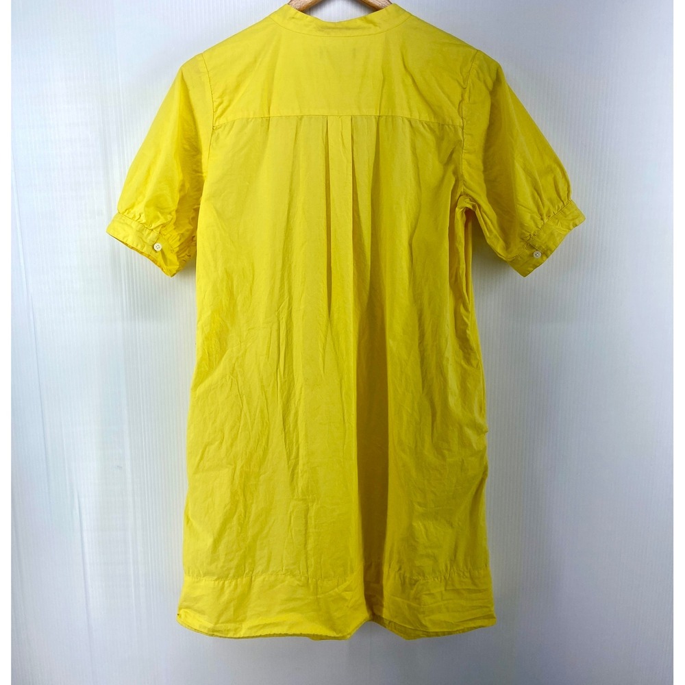 J Crew Short Sleeve Mini Dress Yellow Cotton Poplin Womens Small Tall - Picture 12 of 14